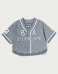 MULTI LOGO DENIM CROPPED BASEBALL SHIRT LADIES