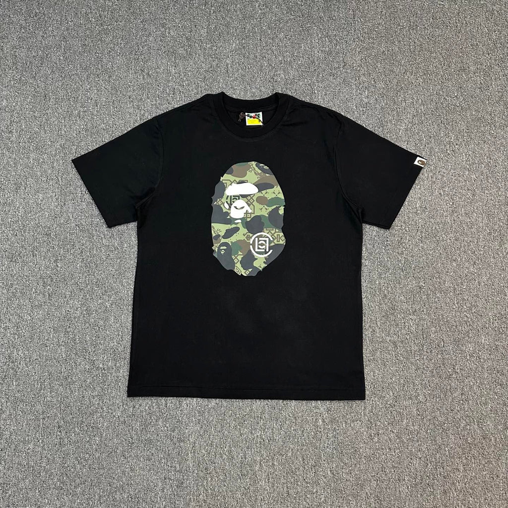 BAPE × CLOT SS25 Camo Monogram Ape Head Oversized Heavyweight Unisex T-Shirt