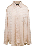 Balenciaga Women Beige Shirt With Logo Pattern In Viscose Woman
