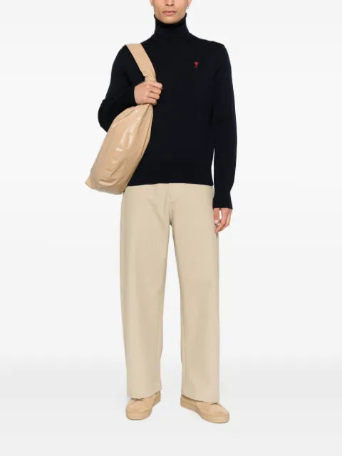AMI Paris de Coeur monogram heart-embroidered turtleneck sweater