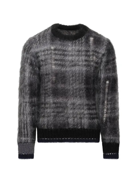 sacai plaid mohair-blend sweater