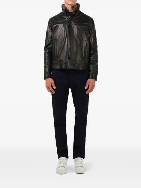 Al Duca D’Aosta 1902 quilted-shoulder leather jacket