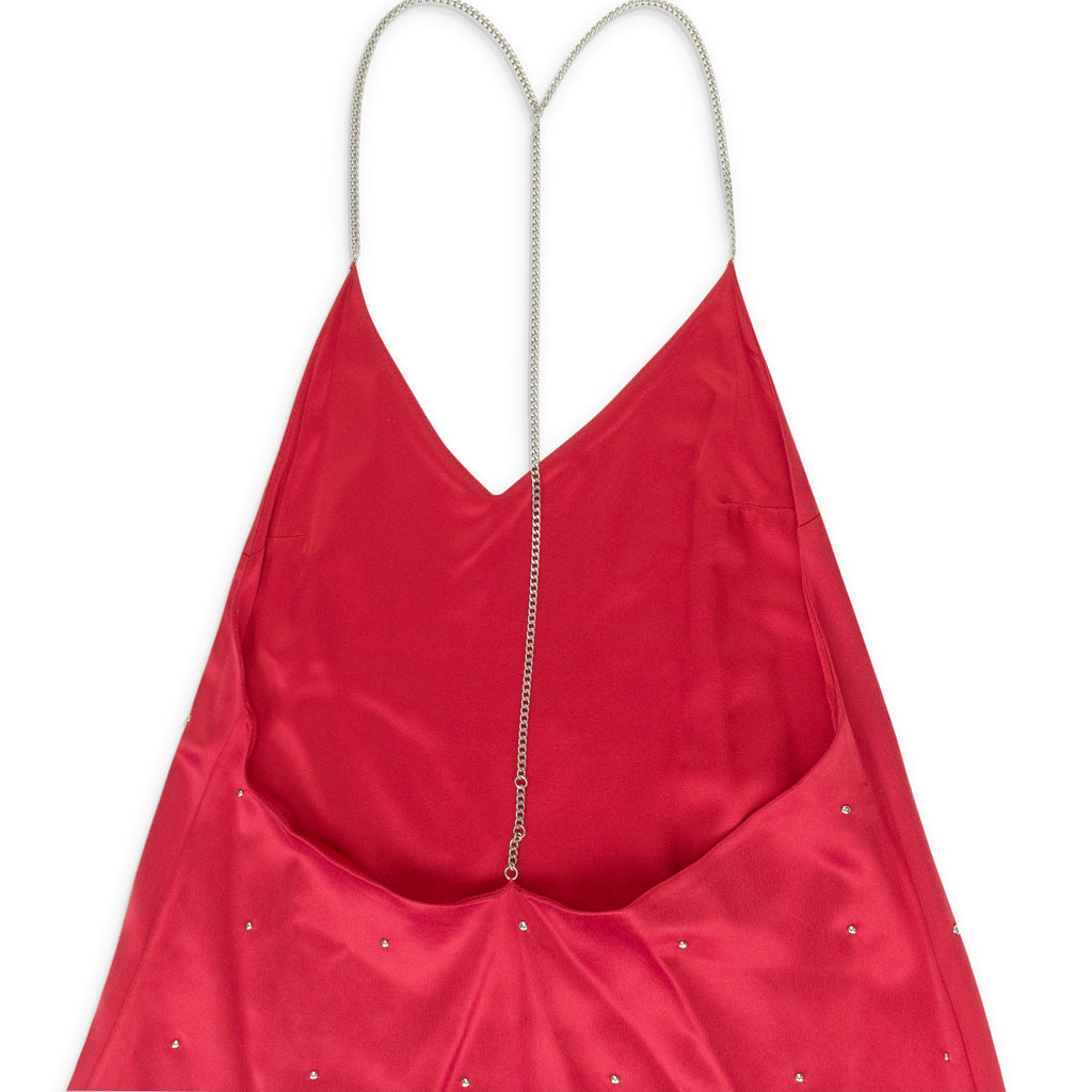Red Silk Studded Slip Dress