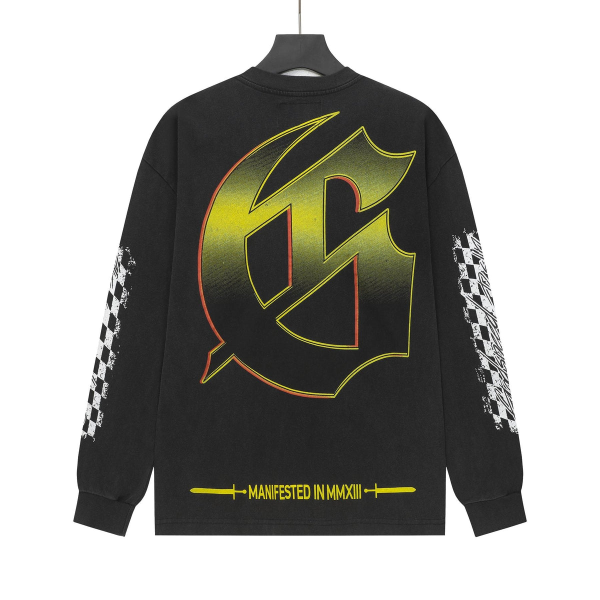 Godspeed Washed Black Racing Skull Long-Sleeve T-Shirt