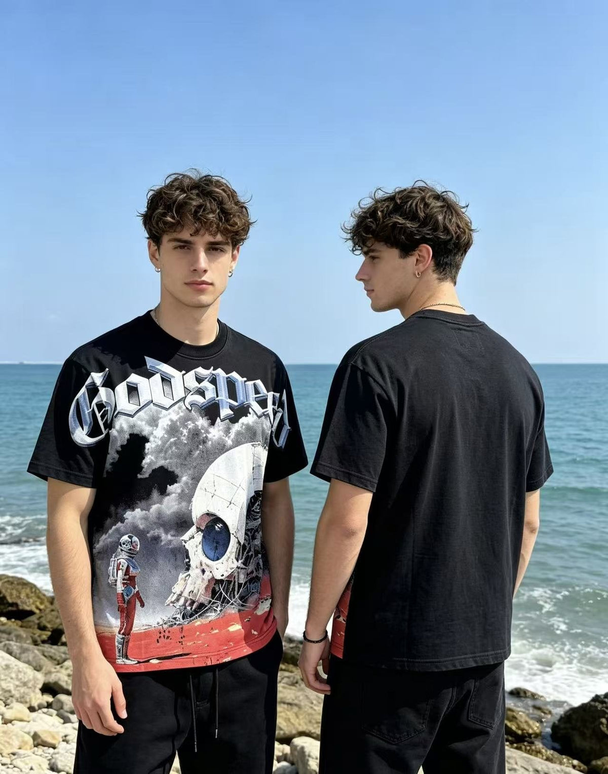 Godspeed Astronaut Skull Graphic T-Shirt