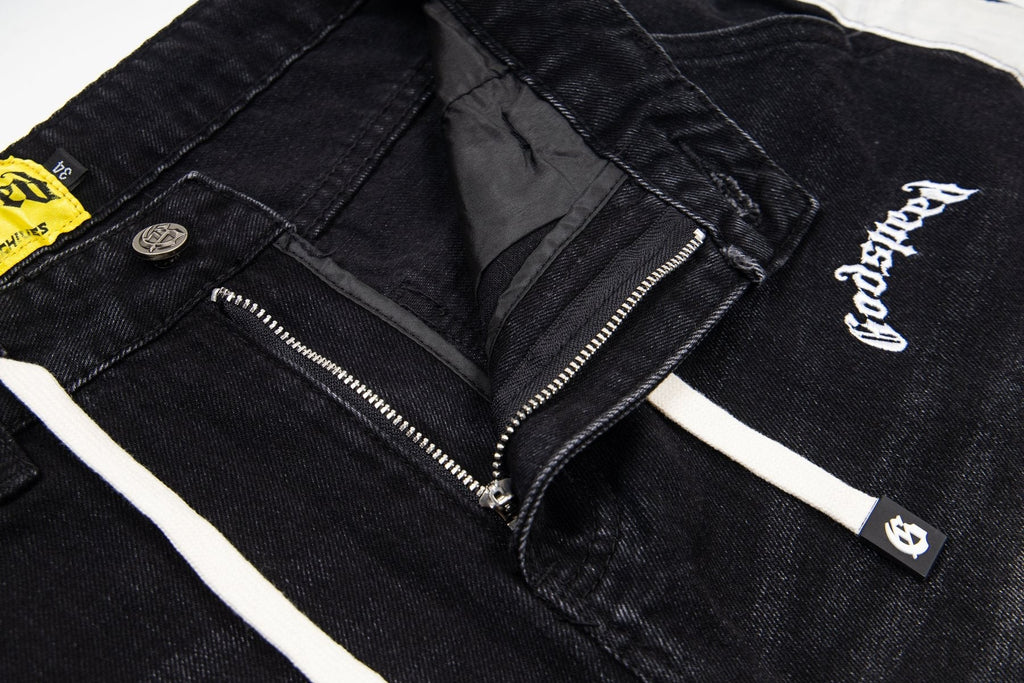 Godspeed Bone Applique Denim Shorts