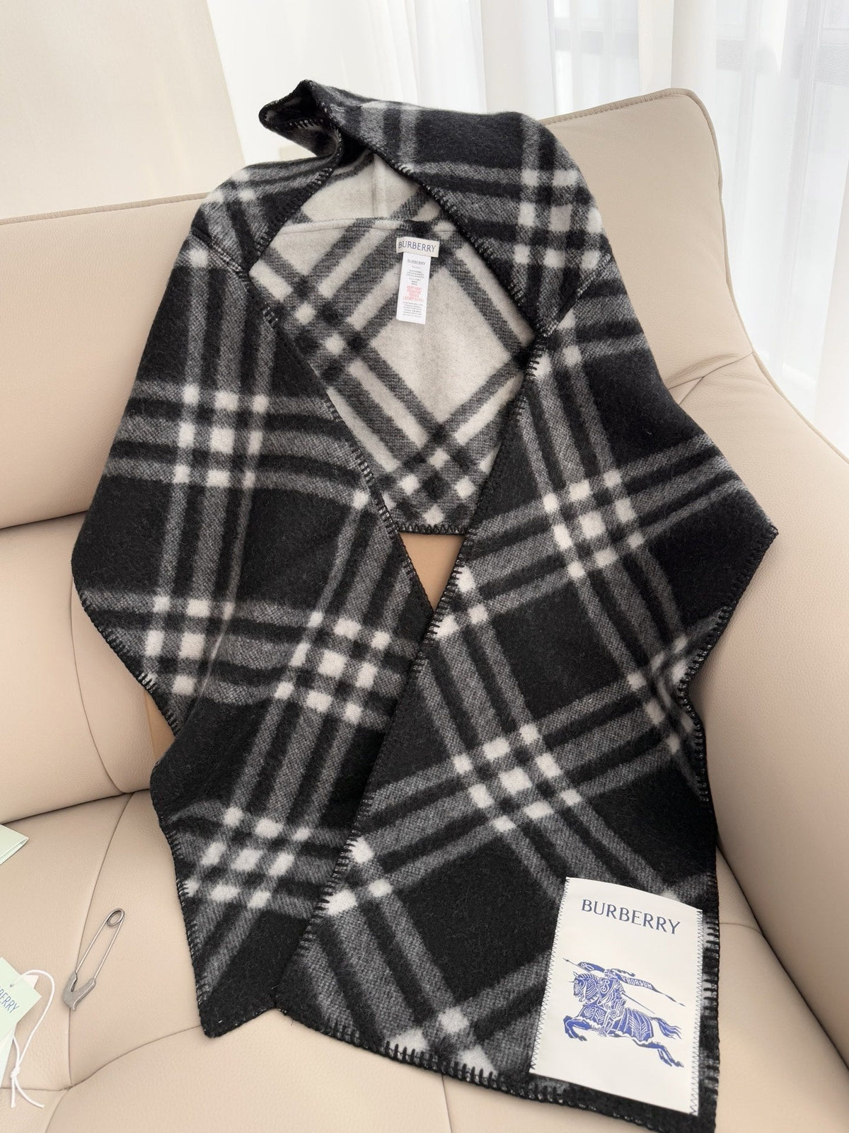 Burberry Style Classic Plaid Fringe Scarf