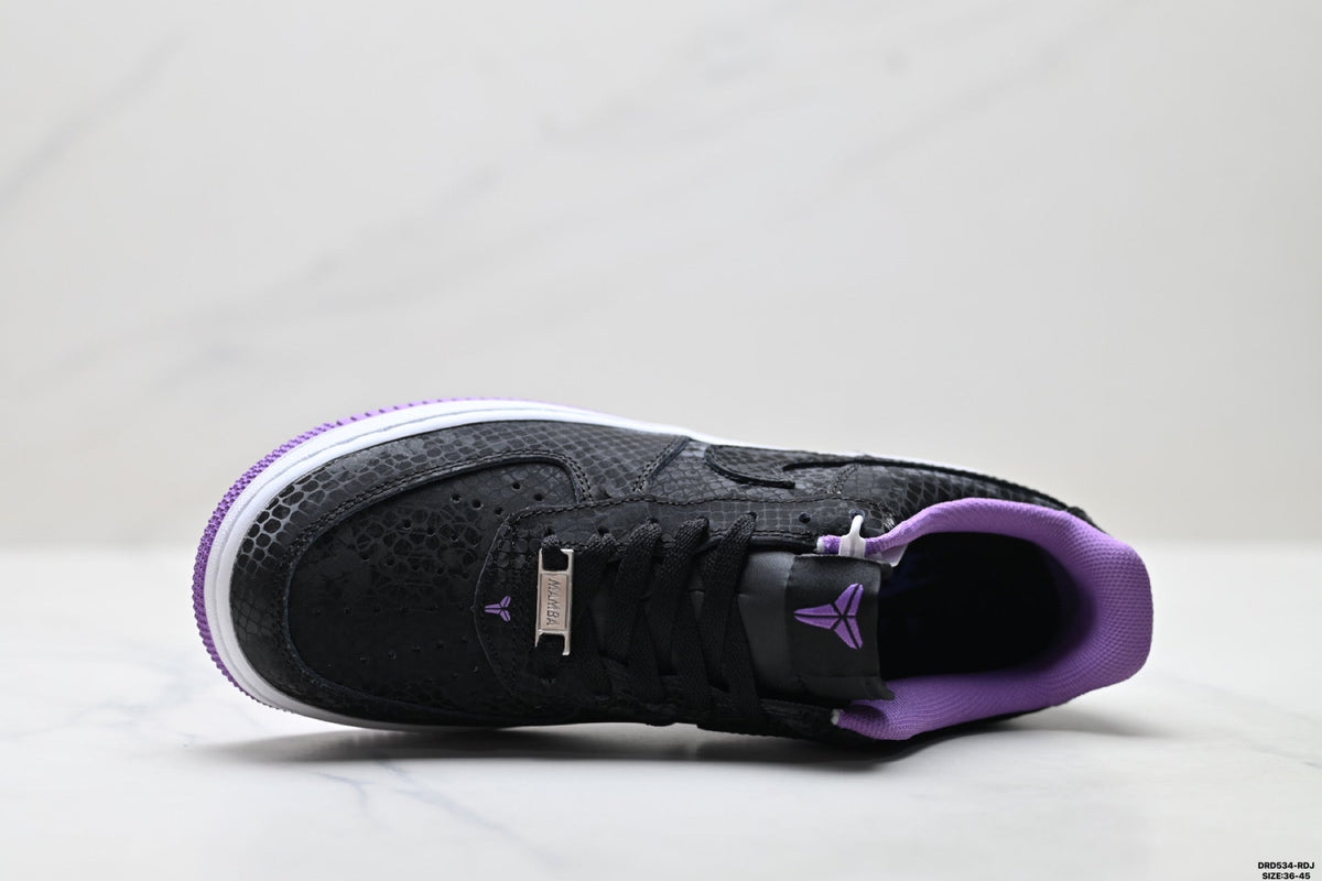 Nike Air Force 1 Low Black Purple Unisex Sneakers Style 06