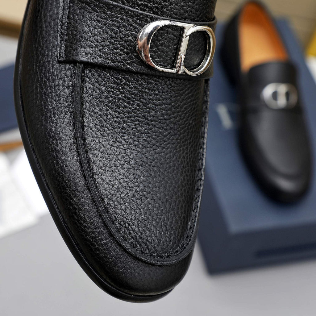 Dior Black Pebbled Leather Loafers