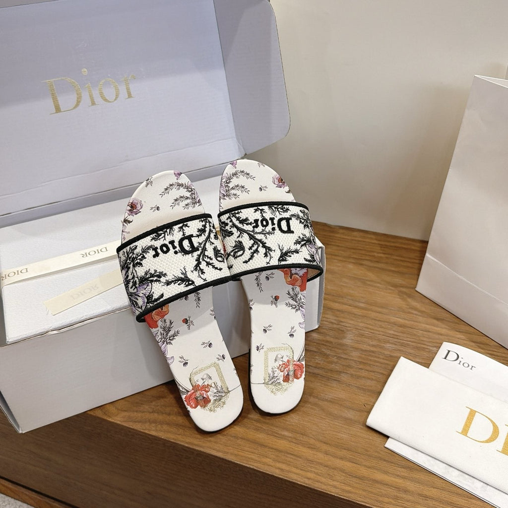 Dior Floral Printed Slide Sandals