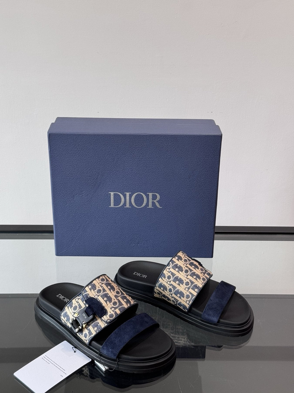 Dior Men's Patterned Strap Slide Sandals - Grooved Outsole