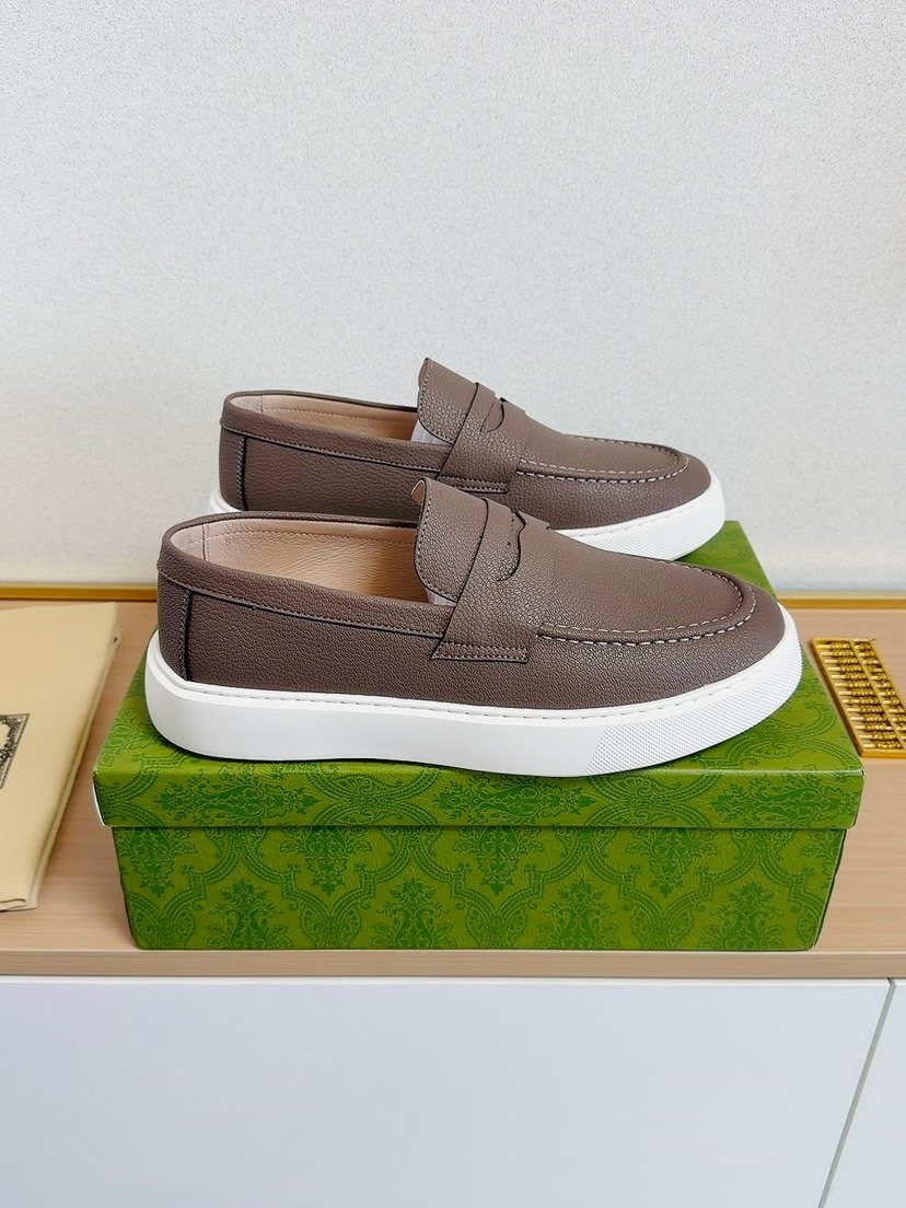 Gucci White-Sole Penny Loafers