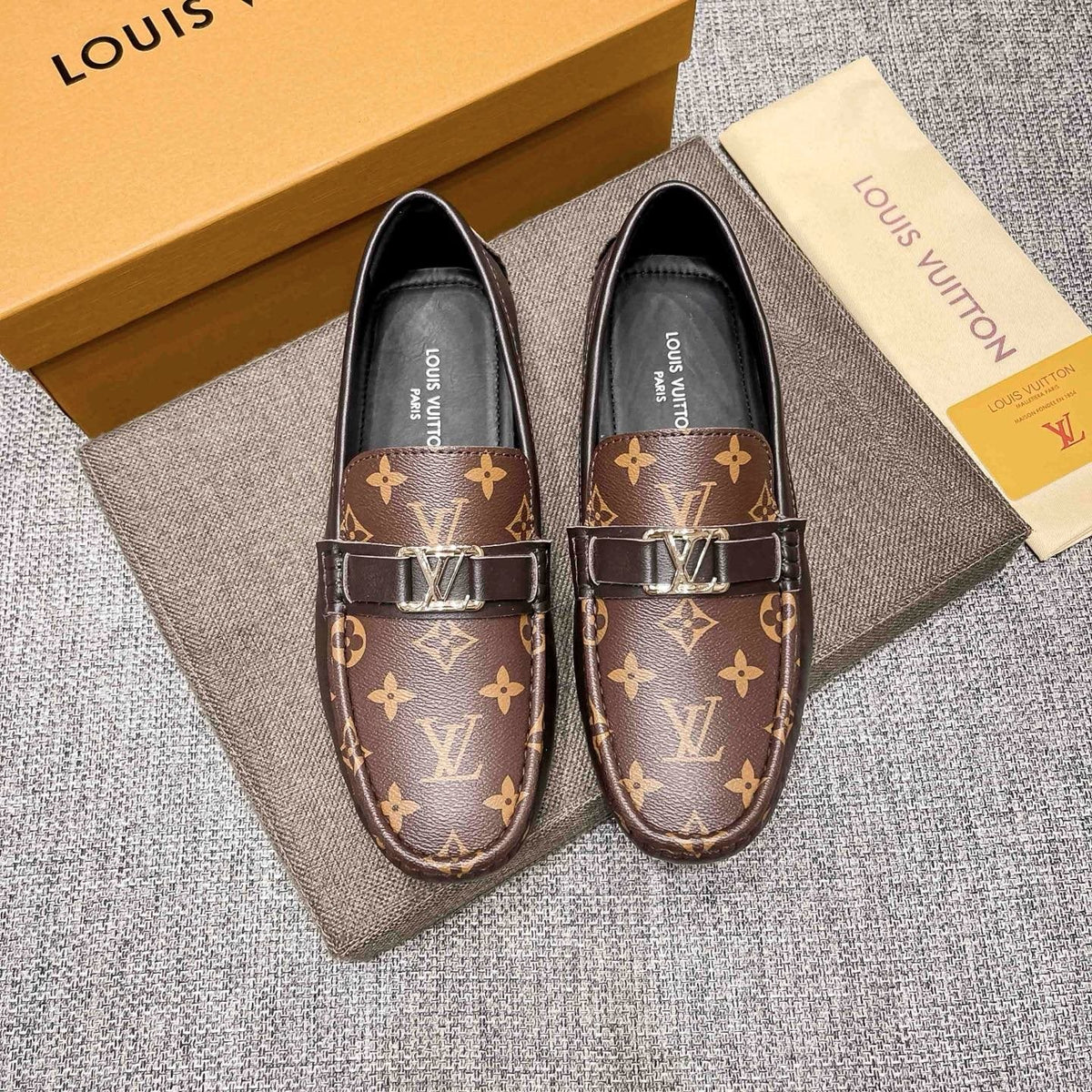 Louis Vuitton Patterned Metal-Accent Slip-On Loafers