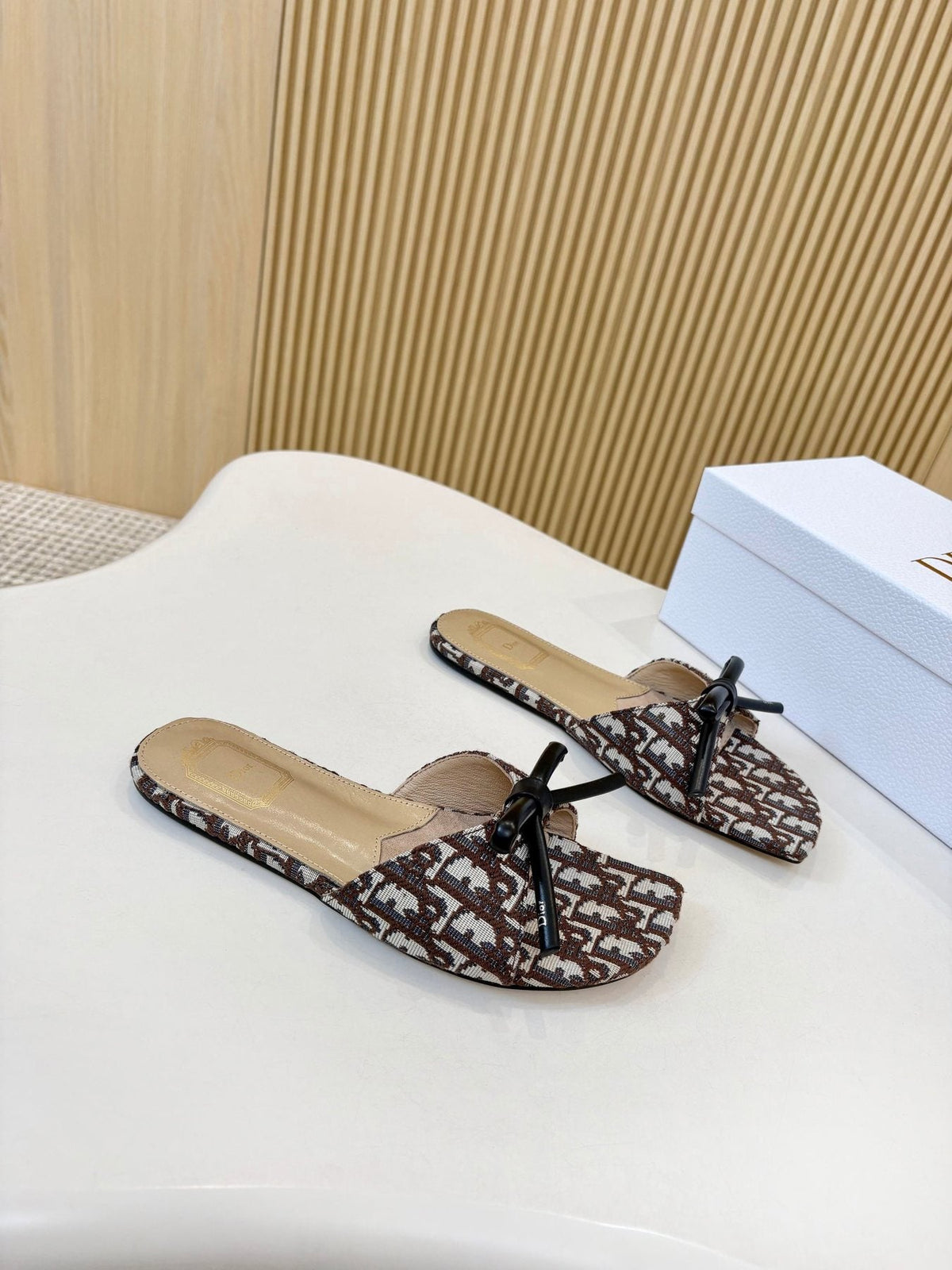 Dior Bow Flat Mule Sandals